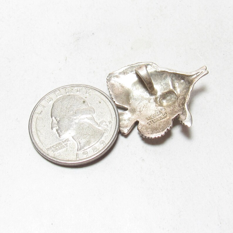 KABANA Sterling Silver Enameled Longnose Butterflyfish Pendant Estate