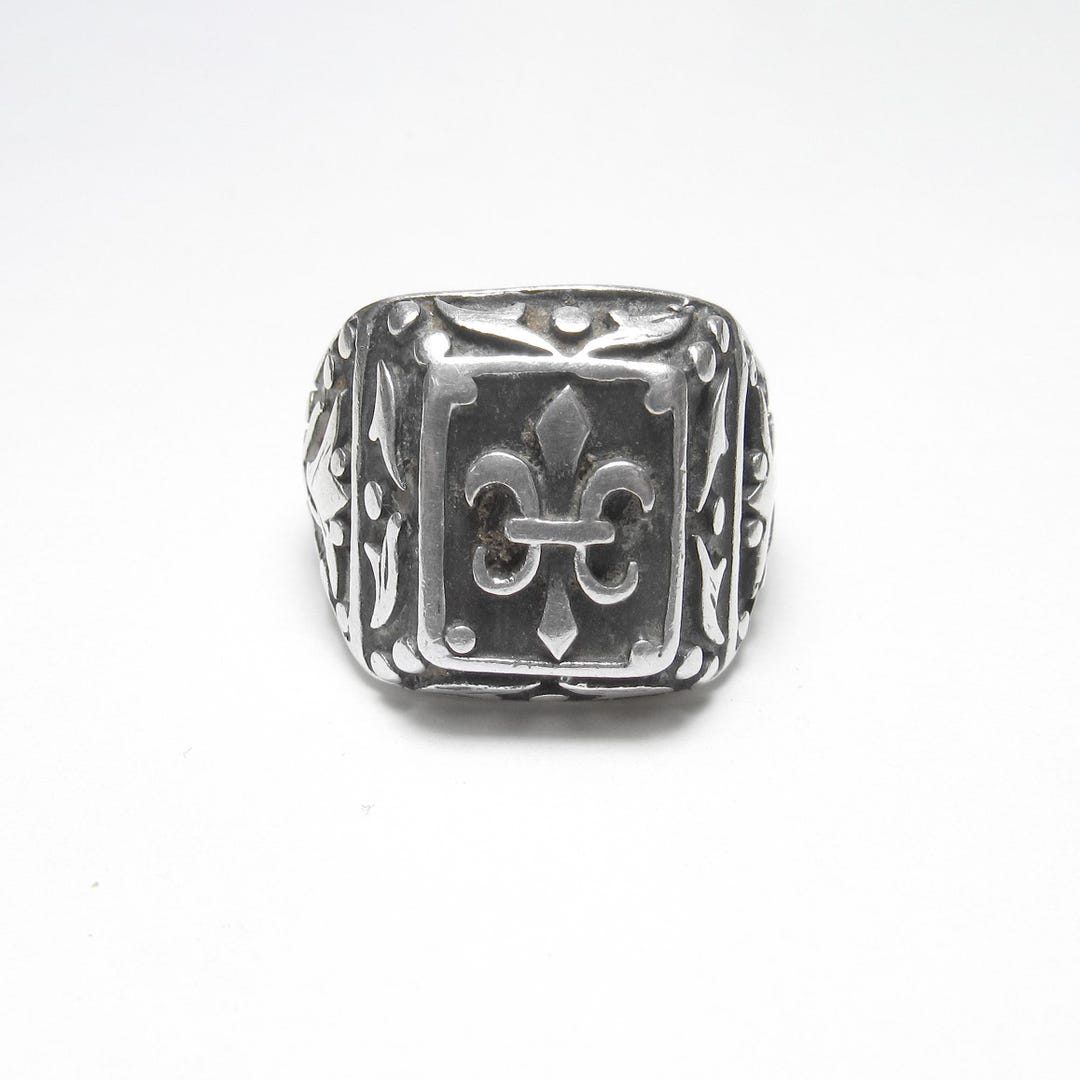 【Ghvis_様限定】 シルバー フルール・ド・リスリング DGS スターリングシルバー 彫刻 フルール・ド・リス デザイン