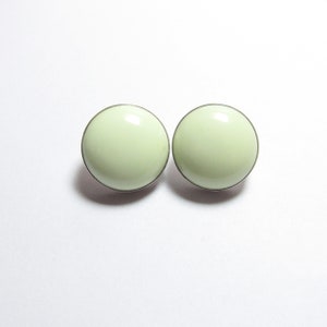JAY KING Southwestern Sterling Silver Round Mint Green Meadow Stone Stud Earrings 15.50 Cts Vintage