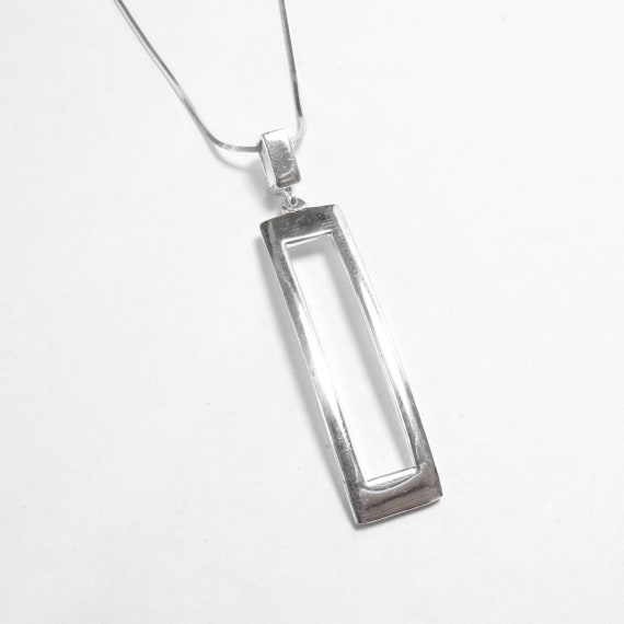 MWS Sterling Silver Simple Rectangle Shape Pendan… - image 1