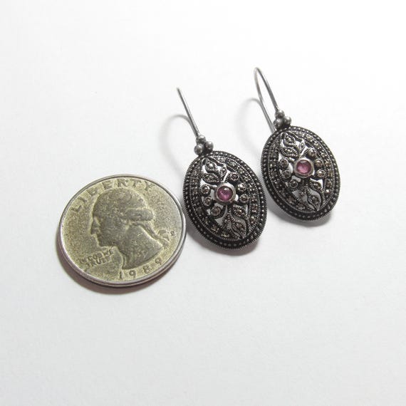 Sterling Silver Natural Round Jam Red Ruby And Ma… - image 2