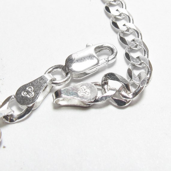 Sterling Silver Curb Link Chain Bracelet With Ena… - image 3