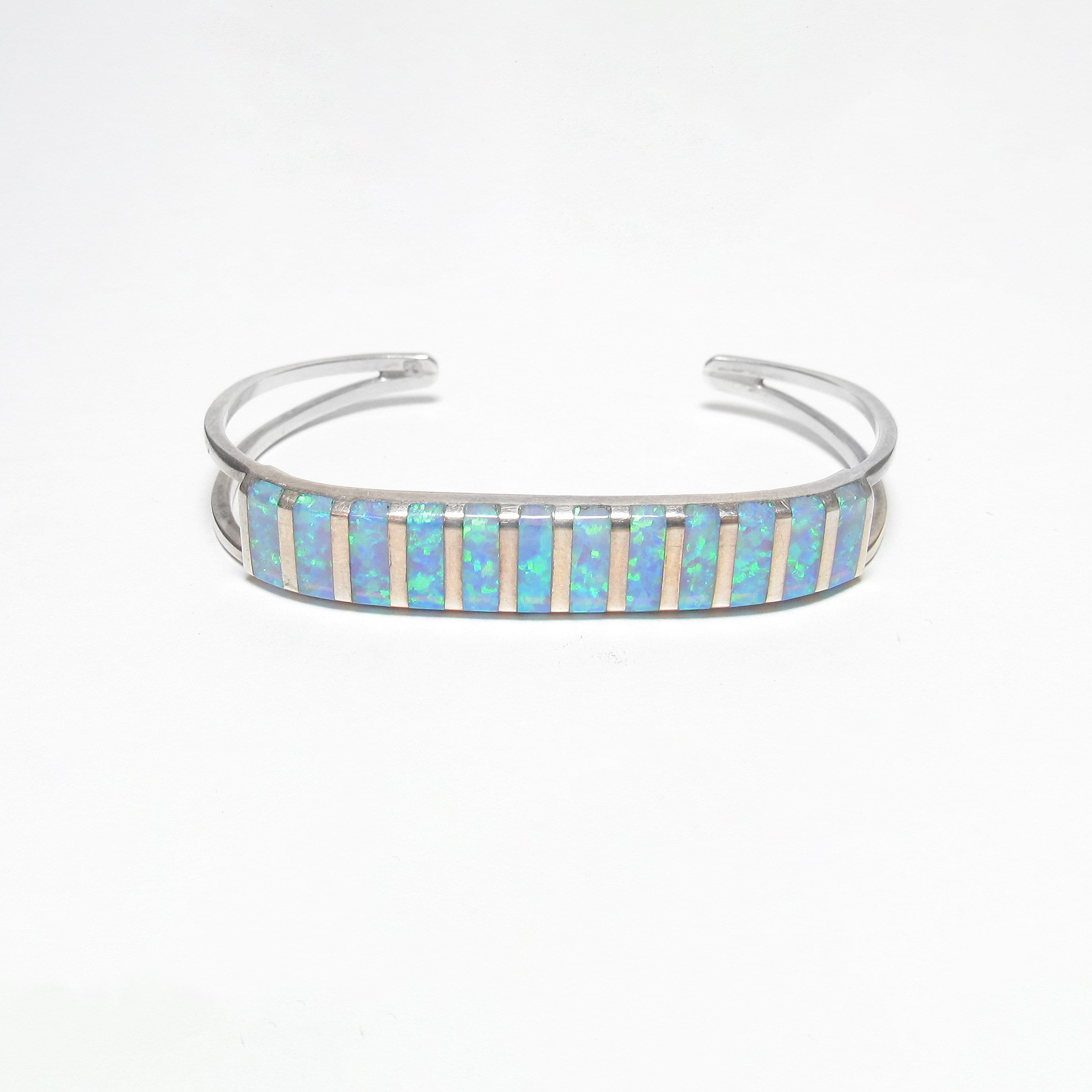 CHERYL SIUTZA Zuni Sterling Silver Lab Created Colorful Opal Inlay