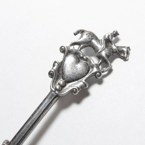 Sterling Silver Horse Rider And Heart Handle Salt… - image 2