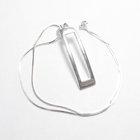 MWS Sterling Silver Simple Rectangle Shape Pendan… - image 4