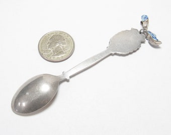 MEKA Denmark Sterling Silver St Martin Blue Enamel Dangling Clog