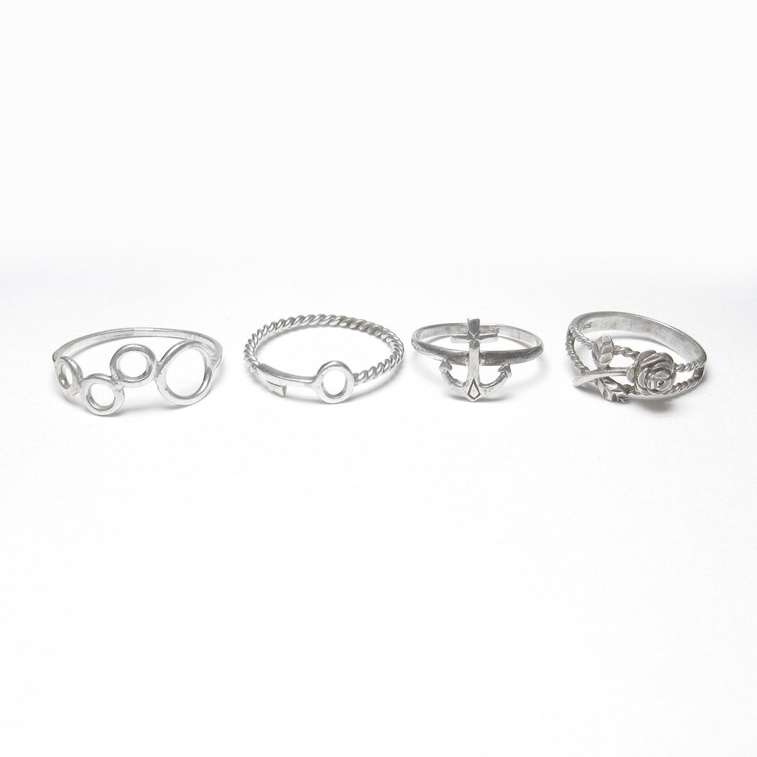 JEWERLY SET Four Little Sterling Silver Simple Fun Design