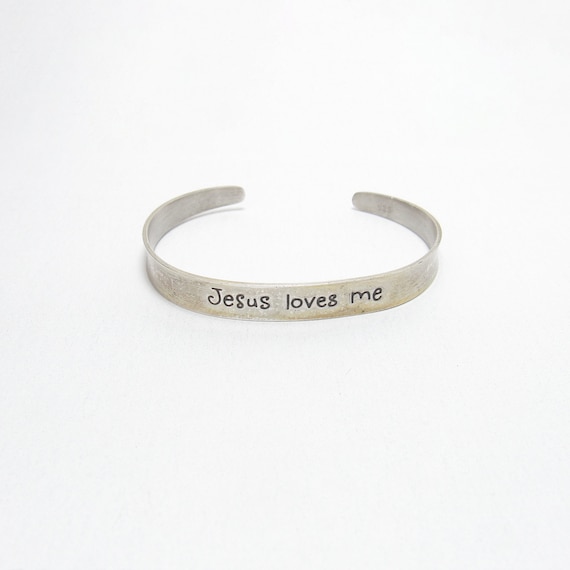 Small Sterling Silver "JESUS LOVES ME" Child Or B… - image 1
