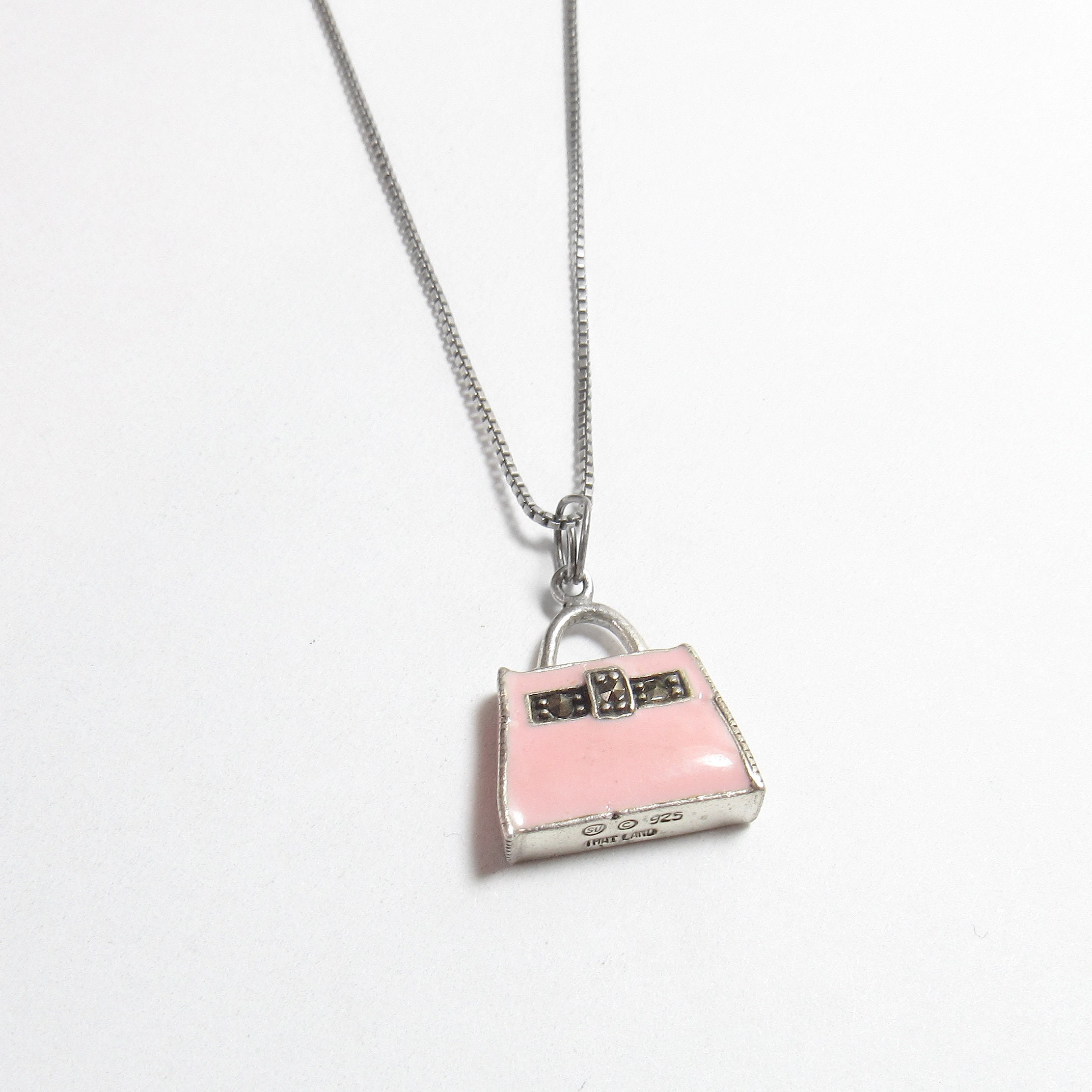 SUNSTONE IMPORTS Sterling Silver Marcasite Pink Enamel Purse - Etsy