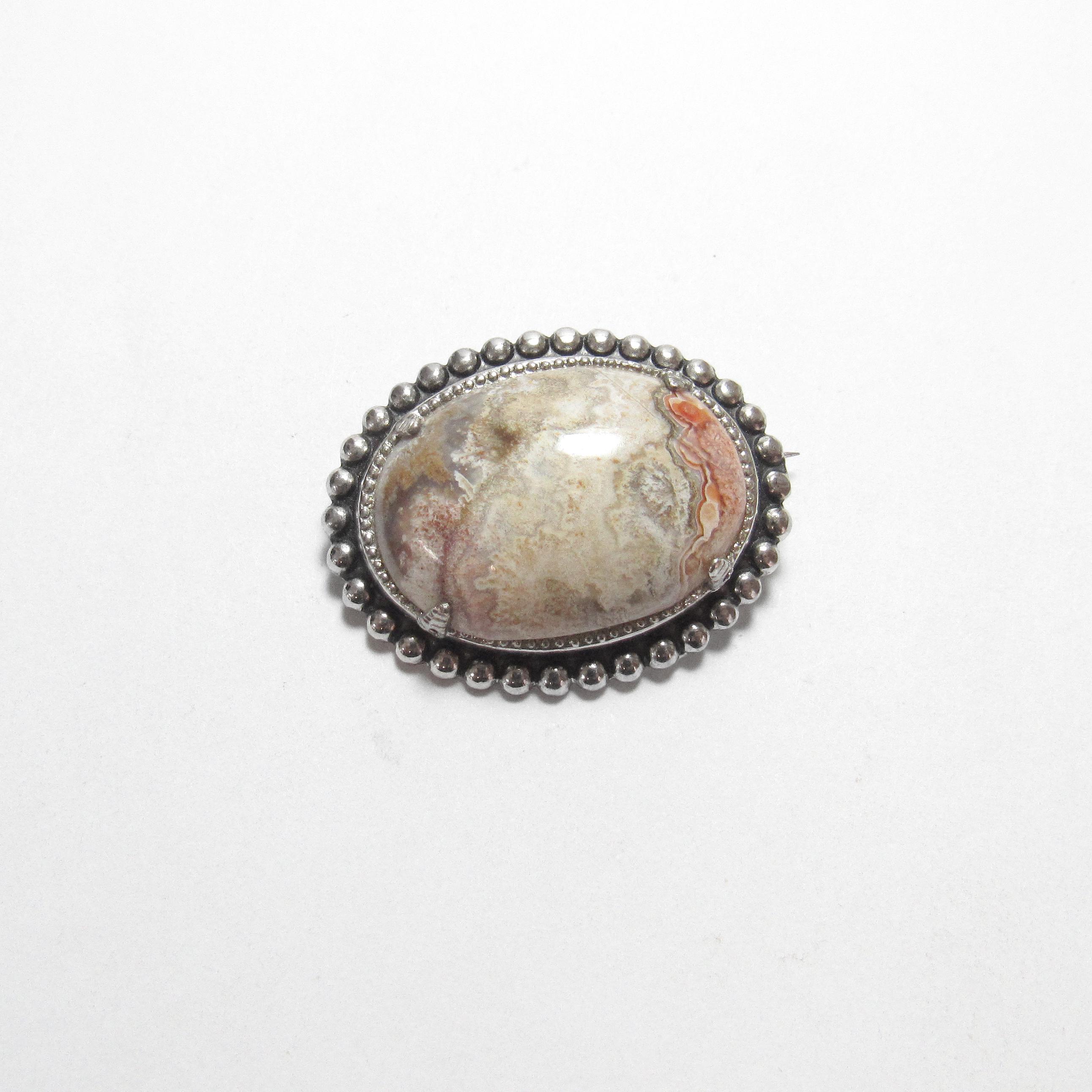 Sterling Silver 11.45 Ct Natural Oval Picture Jasper Brooch Sterling Silver 11.45 Ct Natural Oval Picture Jasper Brooch