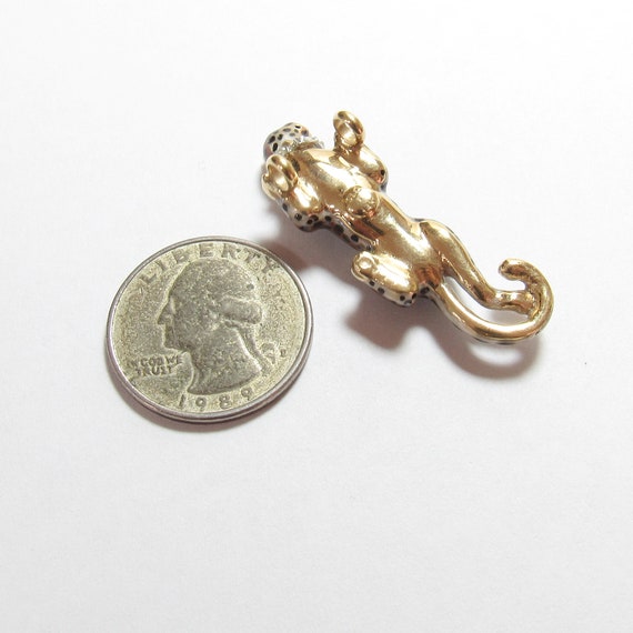 SLC 14K Yellow And White Gold Enameled Panther Or… - image 3