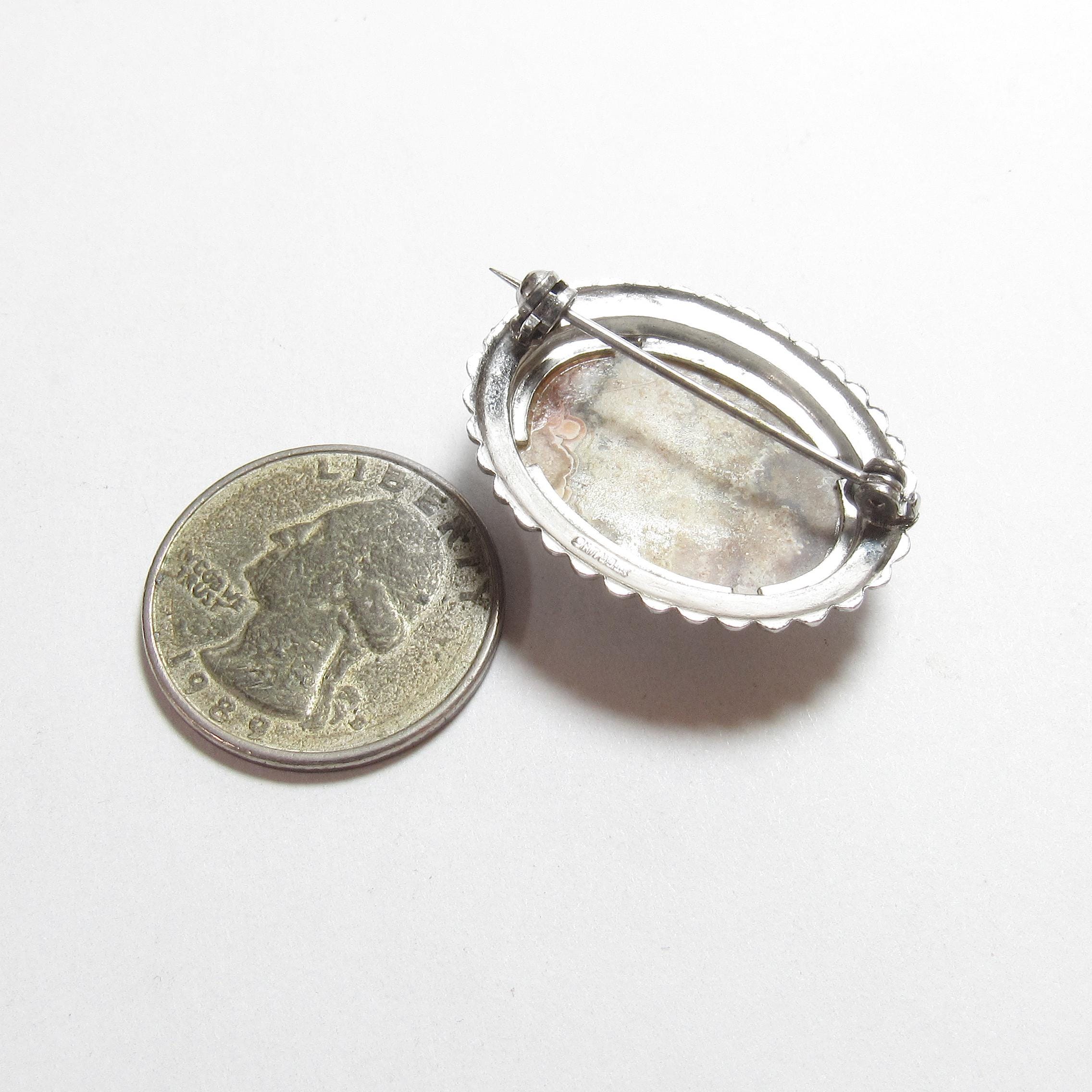 Sterling Silver 11.45 Ct Natural Oval Picture Jasper Brooch Sterling Silver 11.45 Ct Natural Oval Picture Jasper Brooch