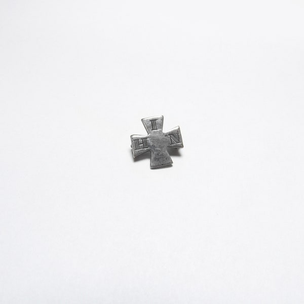 Little Sterling Silver IHN In His Name Order Cross Pattee Lapel Pin 1886 Victorian