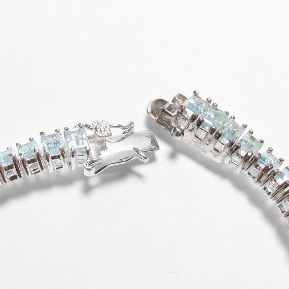 Sterling Silver 54 Natural Emerald Cut Ice Blue T… - image 3
