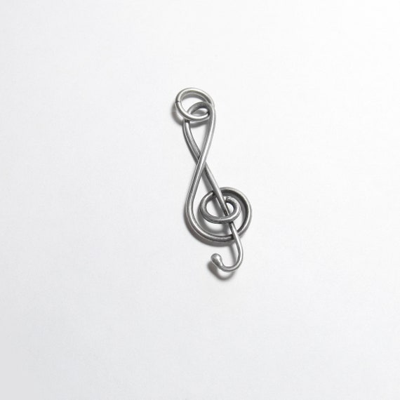 Sterling Silver Basic Treble Clef Musical Pendant… - image 1