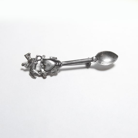 Sterling Silver Horse Rider And Heart Handle Salt… - image 1
