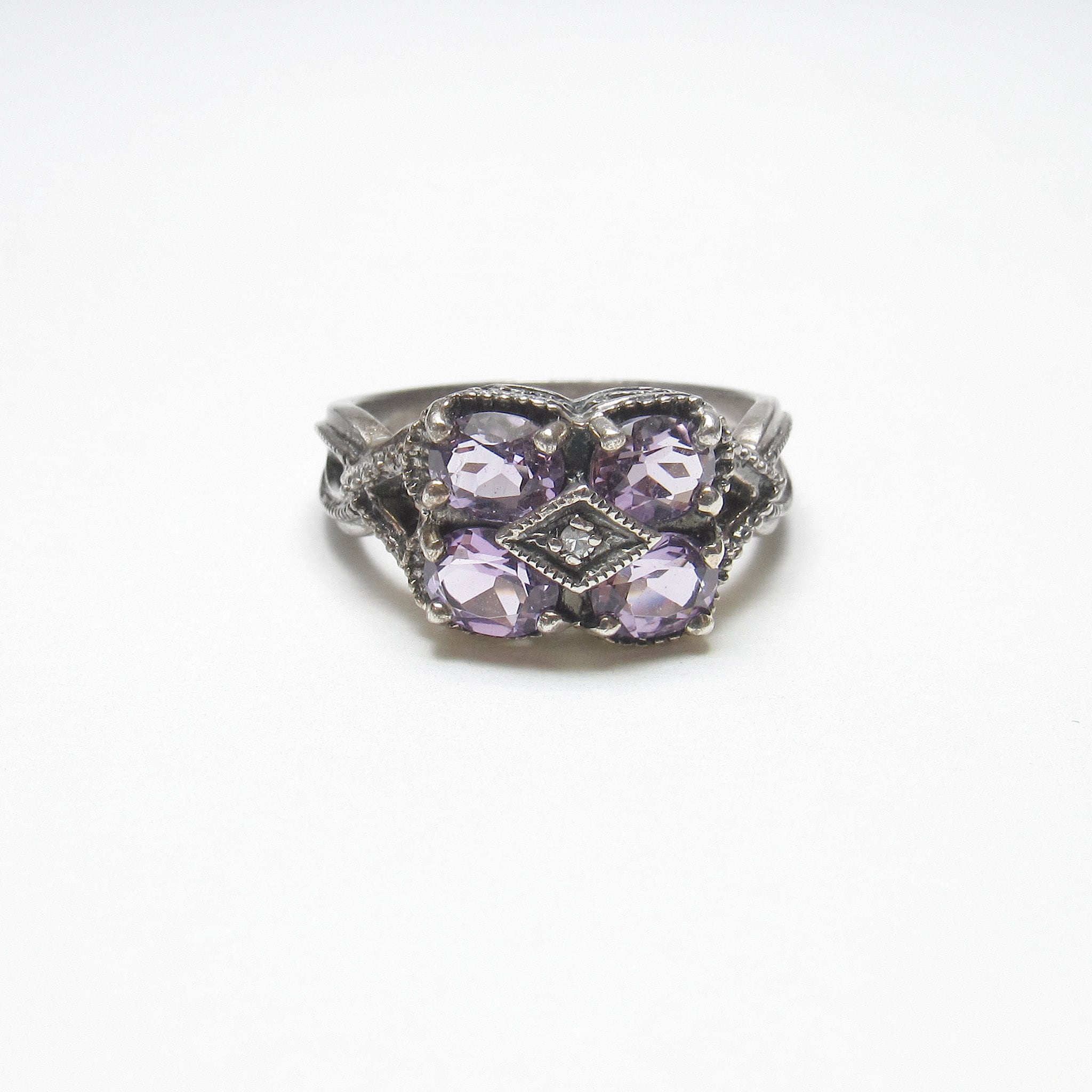 Marcasite & Enamel Vine Ring - Violet Marcasite & Enamel Vine Ring - Violet