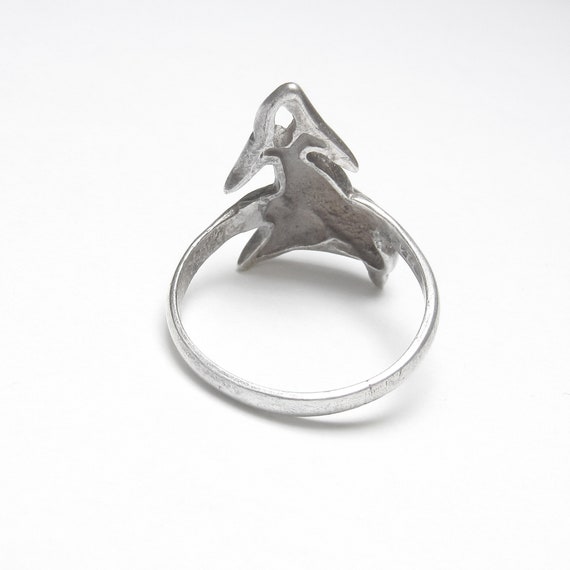 Sterling Silver Fun Interlocking Dolphin Ring Vin… - image 3