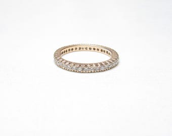 14K Yellow Gold 39 Natural Round Brilliant Cut Diamond Eternity Band Style Ring 0.75 Cts Vintage