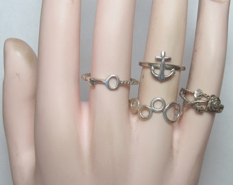 JEWERLY SET Four Little Sterling Silver Simple Fun Design