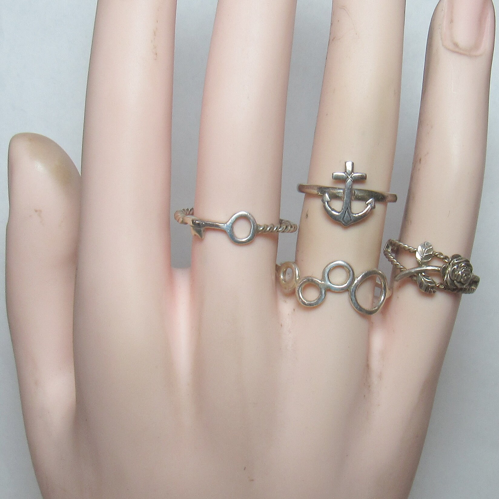 JEWERLY SET Four Little Sterling Silver Simple Fun Design