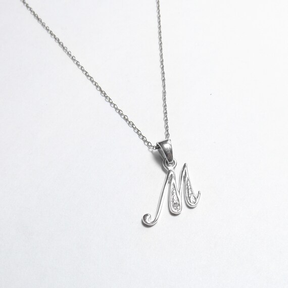 Sterling silver m pendant diamond cut Gem