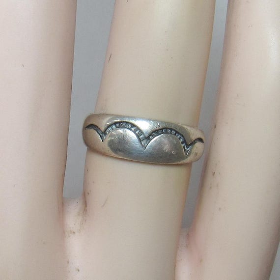 【良好品】 Carved Silver Sterling Cloud Vintage Ring Style Band Design アクセサリー