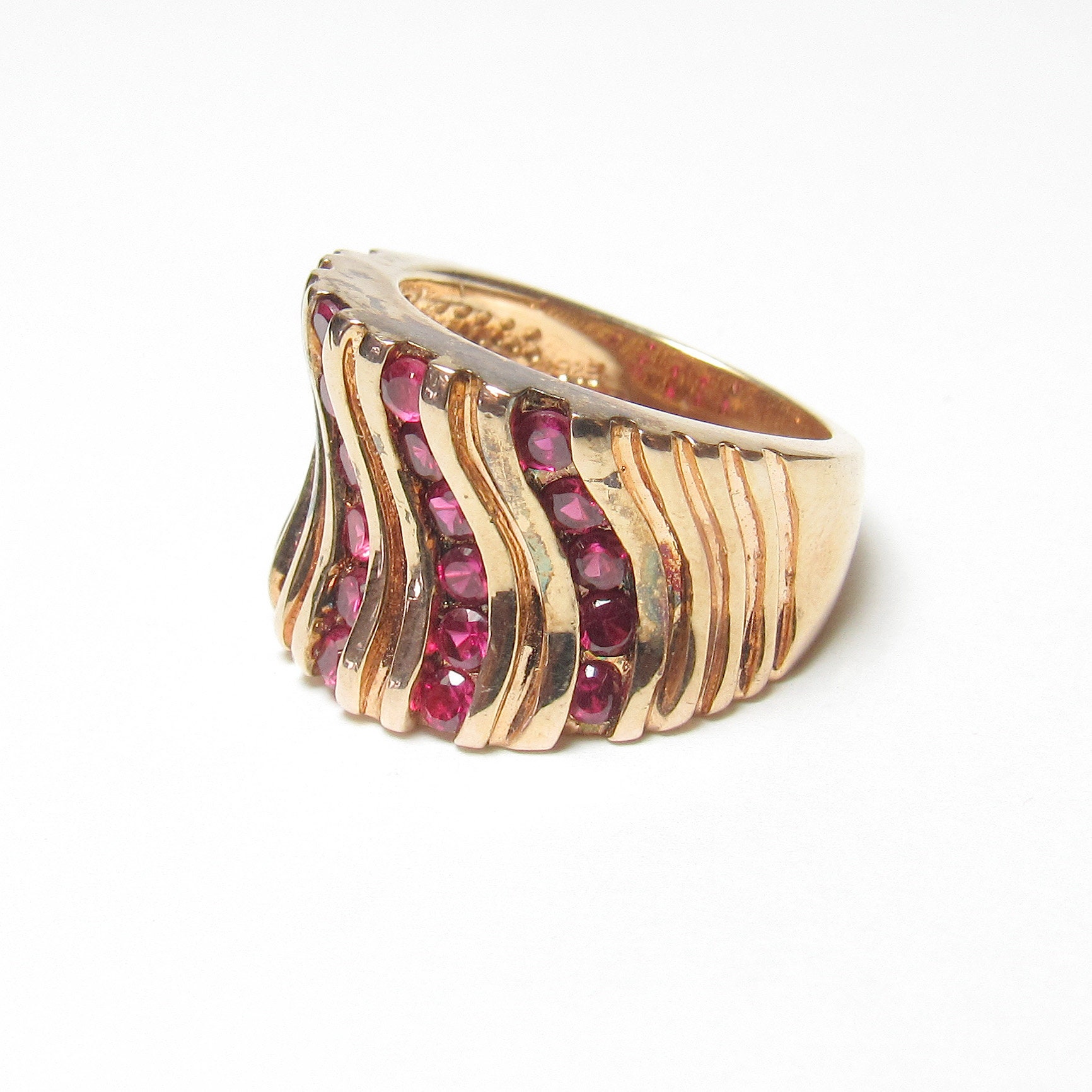 Berry Clusters Rings PRIME ART Sterling Silver Gold Tone Lab Created Berry Red Ruby Cluster ...