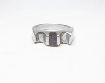 Southwestern Style Sterling Silver 0.30 Ct Lab Created Blue Goldstone Solitaire Ring 1980's Vintage