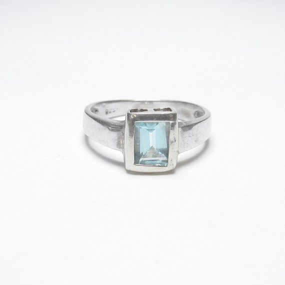 Sterling Silver 0.75 Ct Natural Emerald Cut Ice B… - image 1