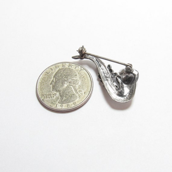 Sterling Silver Detailed Saxophone Brooch Pin Vin… - image 3