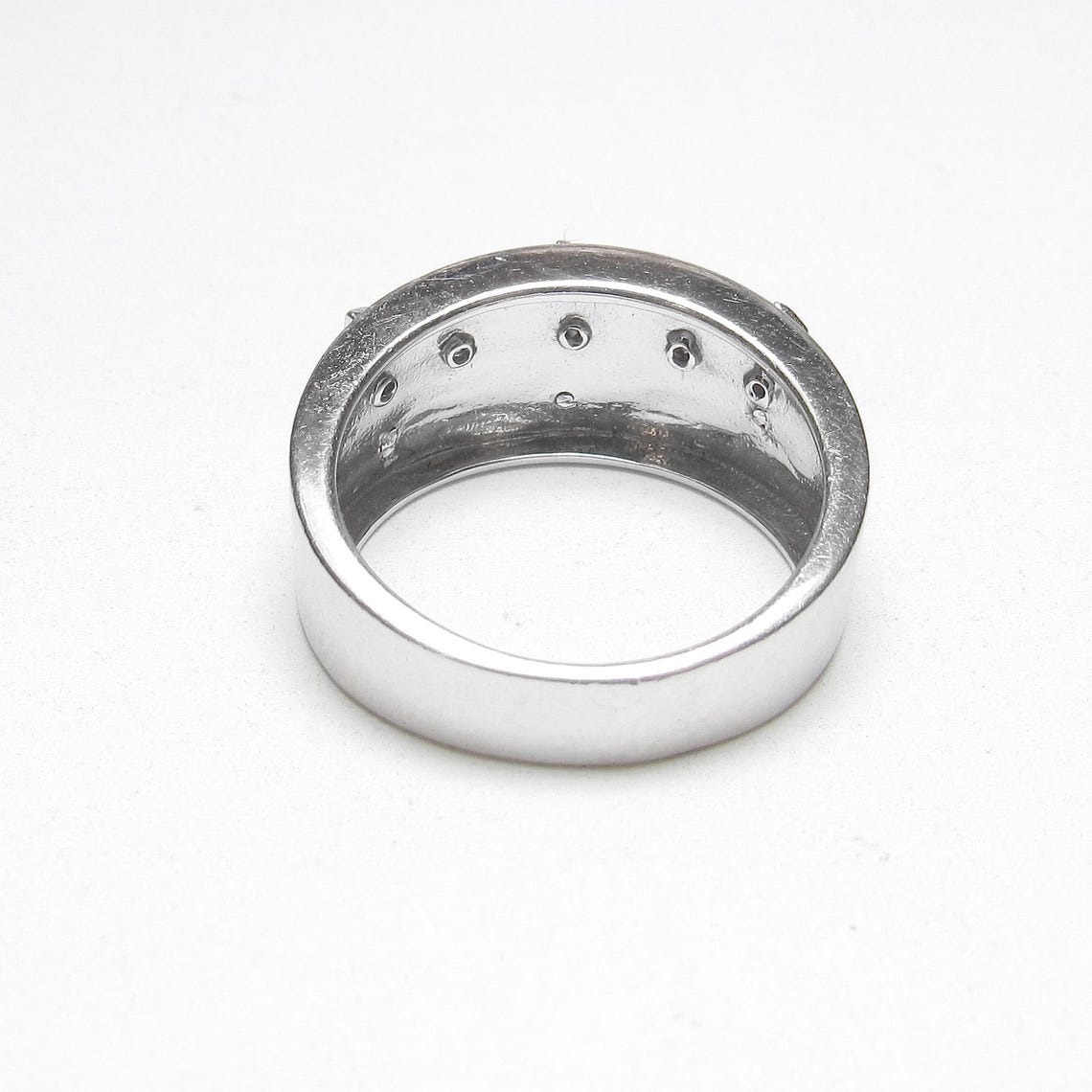 Protection Diamond Rings CASPIAN Sterling Silver Natural Single Cut Diamond Three Latin Cross ...