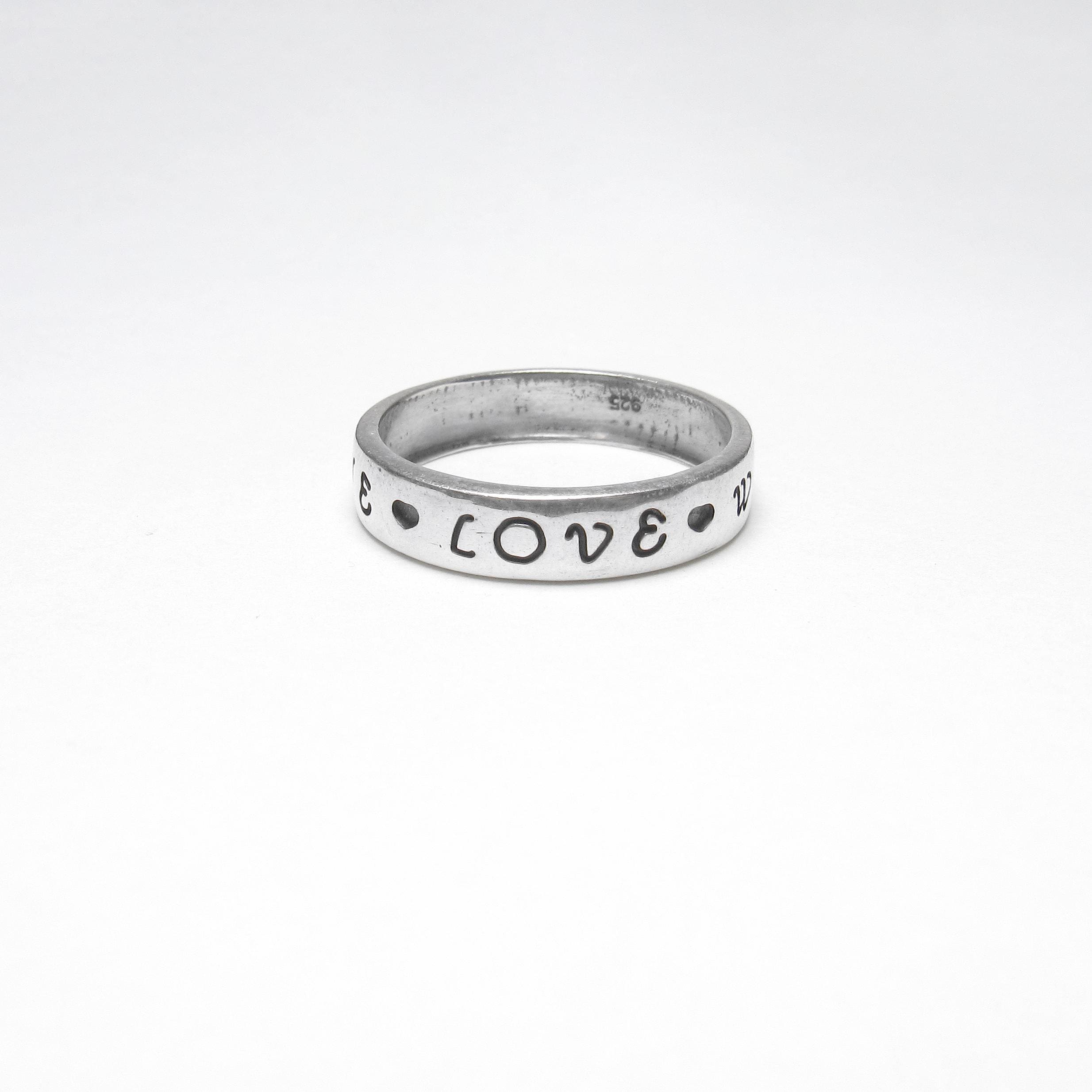 Simple Sterling Silver TRUE LOVE WAITS Band Style Ring Vintage