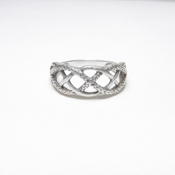 Bague Vintage Argent Massif 925 – Taille 55 – Corde – Bon état