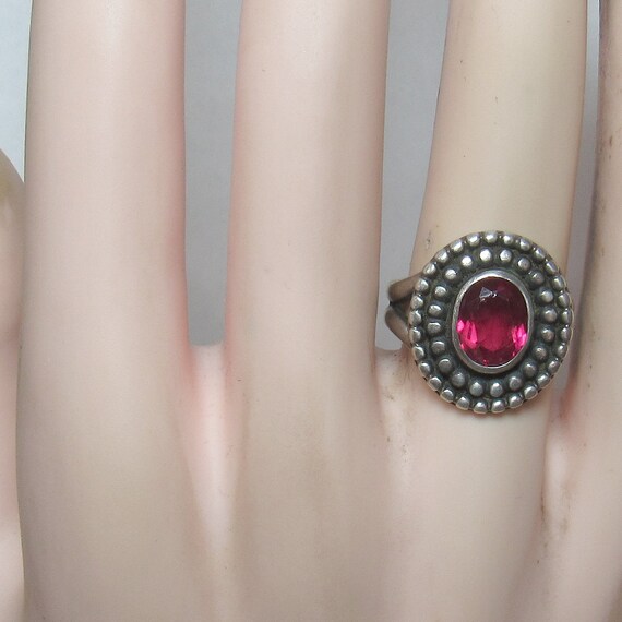 Bague En Argent Sterling Avec Rubis Synthétique Ovale 5,52 Carats - Or Rose, Style Art Deco, Taille 6