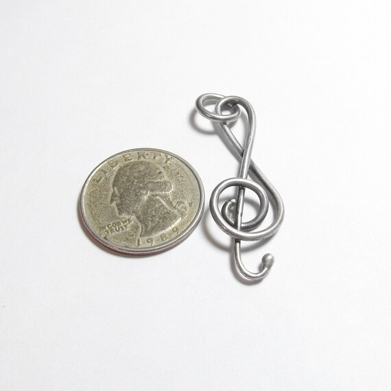 Sterling Silver Basic Treble Clef Musical Pendant… - image 3