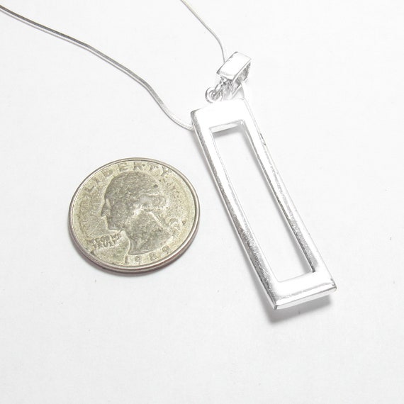 MWS Sterling Silver Simple Rectangle Shape Pendan… - image 3