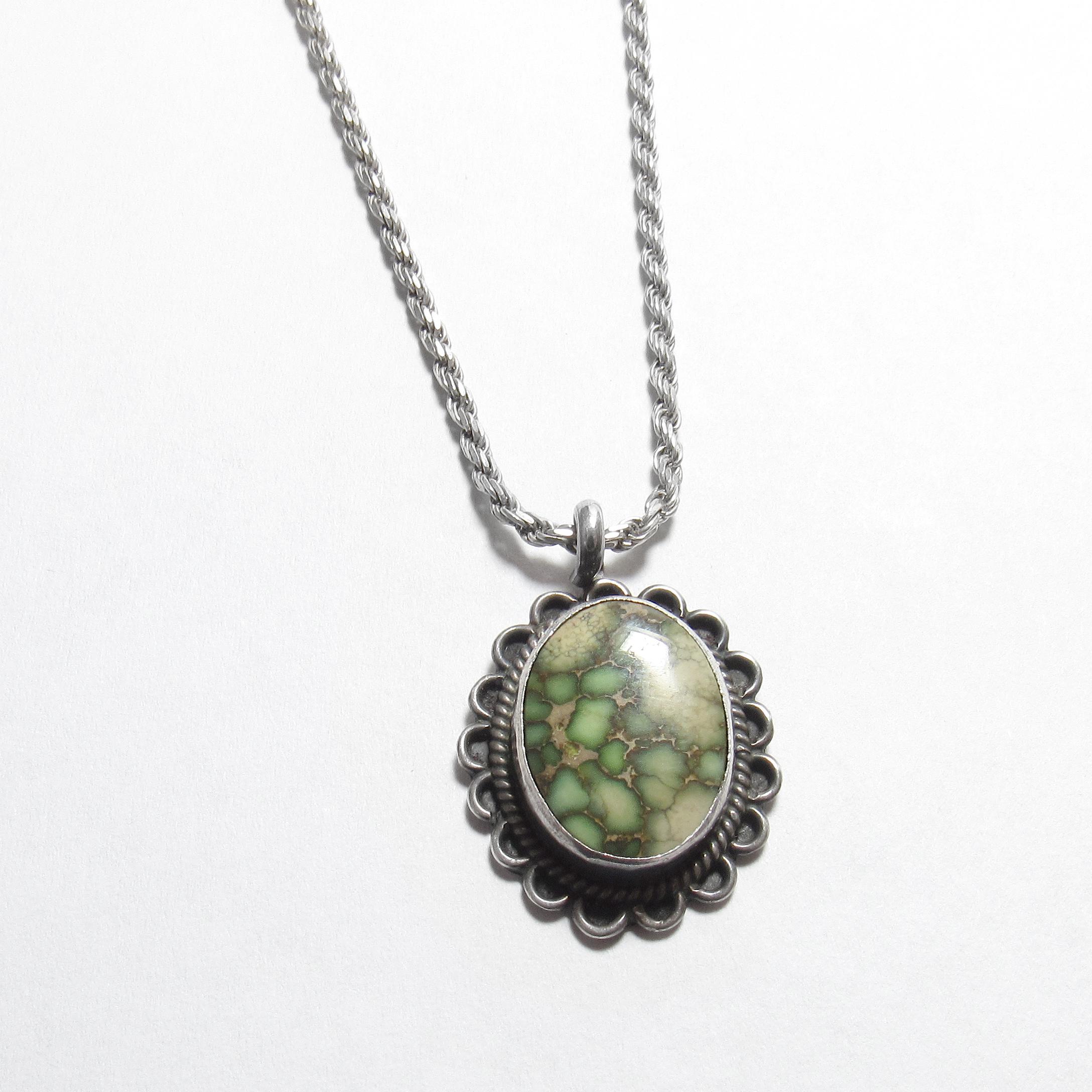 JW CORTEZ Navajo Sterling Silver 4.00 Ct Natural Green Variscite