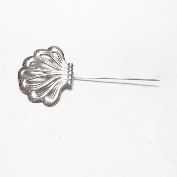 Sterling Silver Scallop Shell Head Stick Pin 1940… - image 2