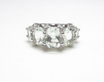 Pierścionek ze srebra próby 925 z naturalnym jasnoniebieskim akwamarynem i topazem, 5,00 ct. Vintage