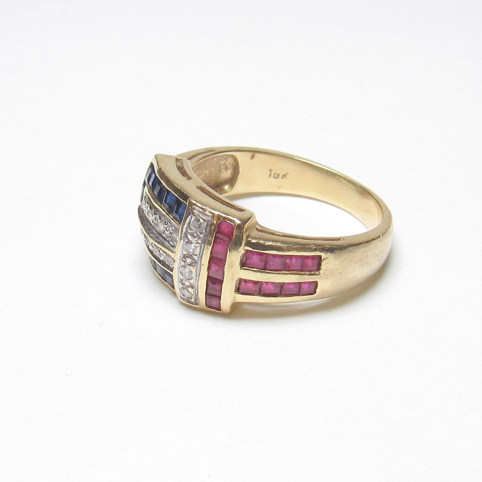 14Kイエローゴールド 天然サファイア、ルビー、エメラルド