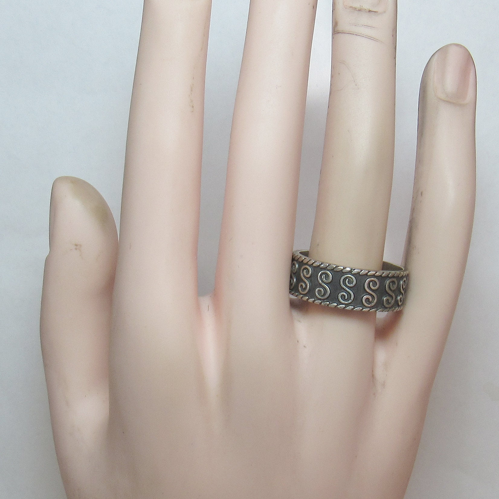 Men's Sterling Silver Wide S Design Band Style Ring 1980's Vintage - Etsy