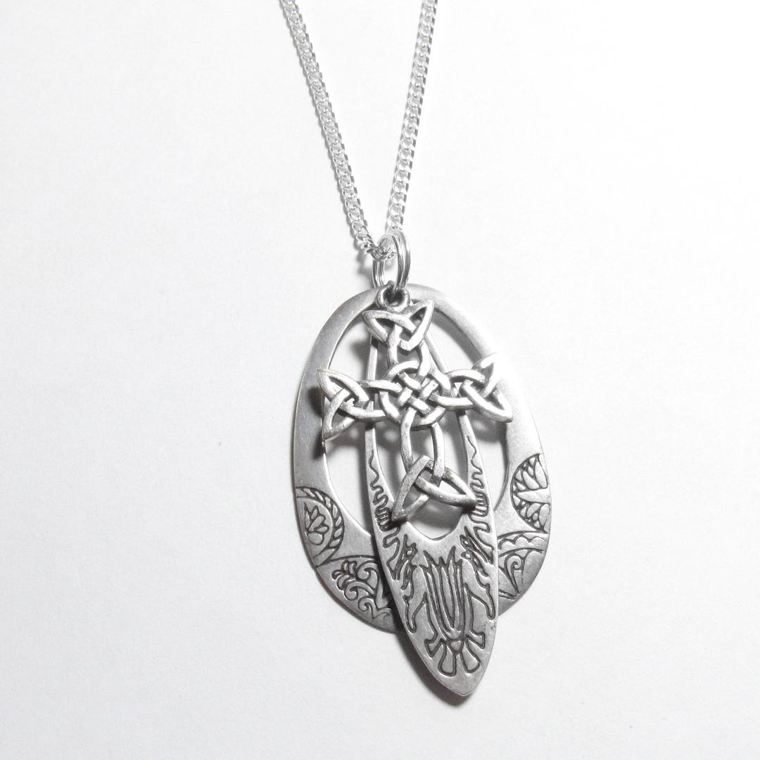 ATI Sterling Silver Celtic Trinity Knot Cross With Two Etched Pendants ...