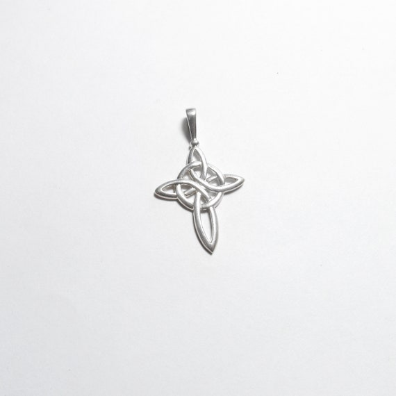 Sterling Silver Trinity Knot Celtic Cross Protect… - image 1