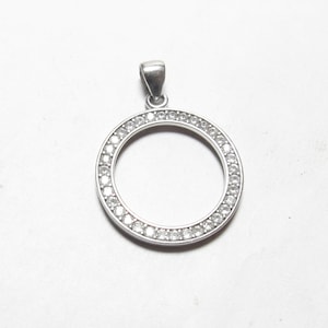 Sterling Silver 35 Lab Created Round Ice White Cubic Zirconia Eternity Pendant 2.45 Cts Vintage