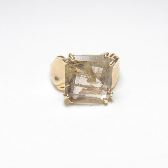 10K Yellow Gold 5.00 Ct Natural Square Cut Rutilat