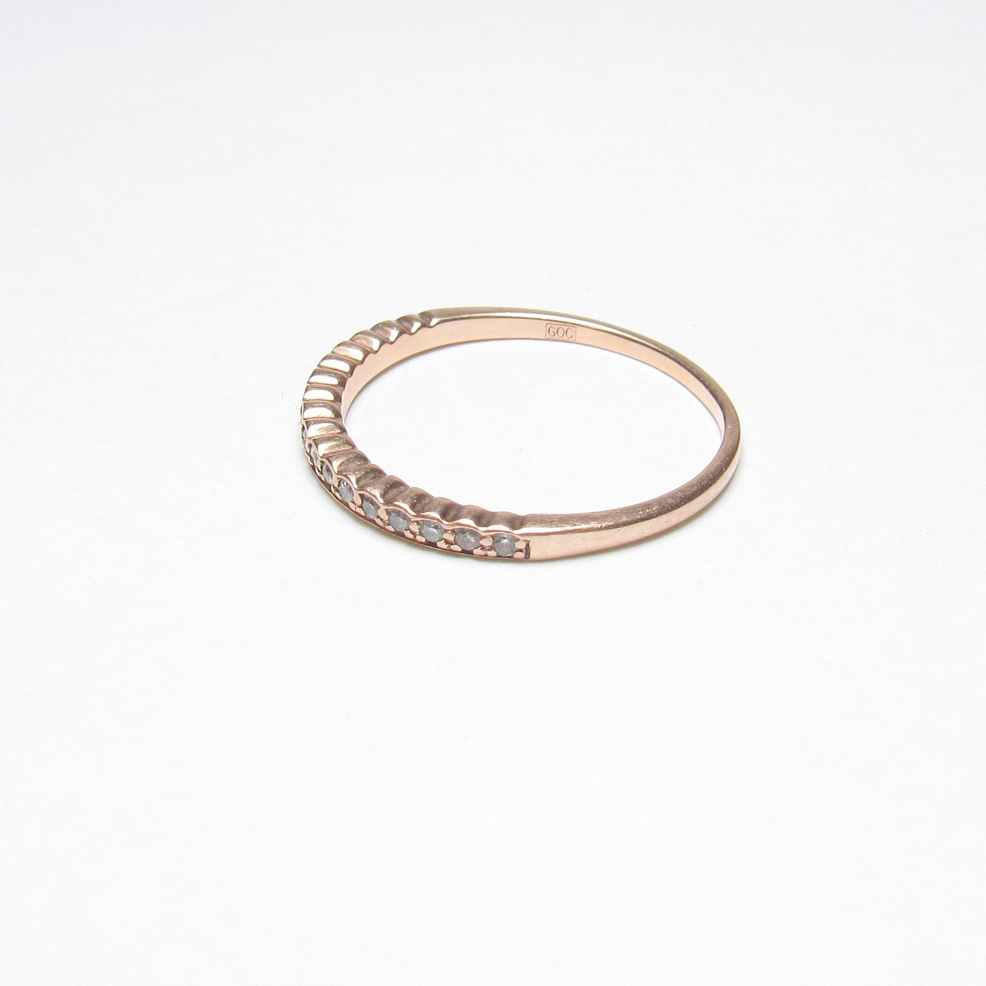 GEMS ONE 14K Rose Gold 17 Natural Brilliant Cut Diamond Ruffle Top Band ...