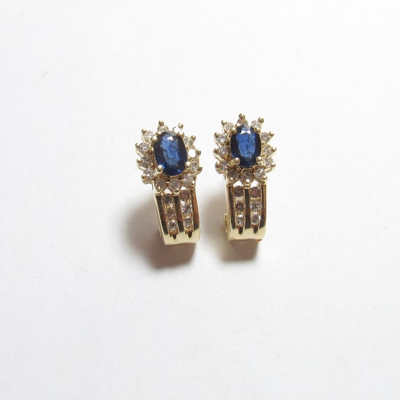 ALWAND VAHAN 14K Yellow Gold Blue Sapphire and Diamond French Clip Earrings 0.80 Cts Vintage Etsy