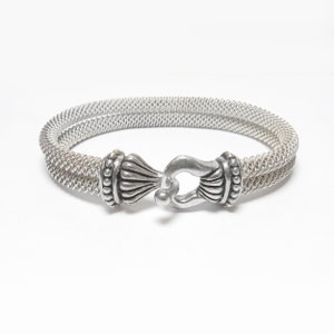 ESPO SIG 925 Sterling Silver Vintage Double Mesh Hook Bangle