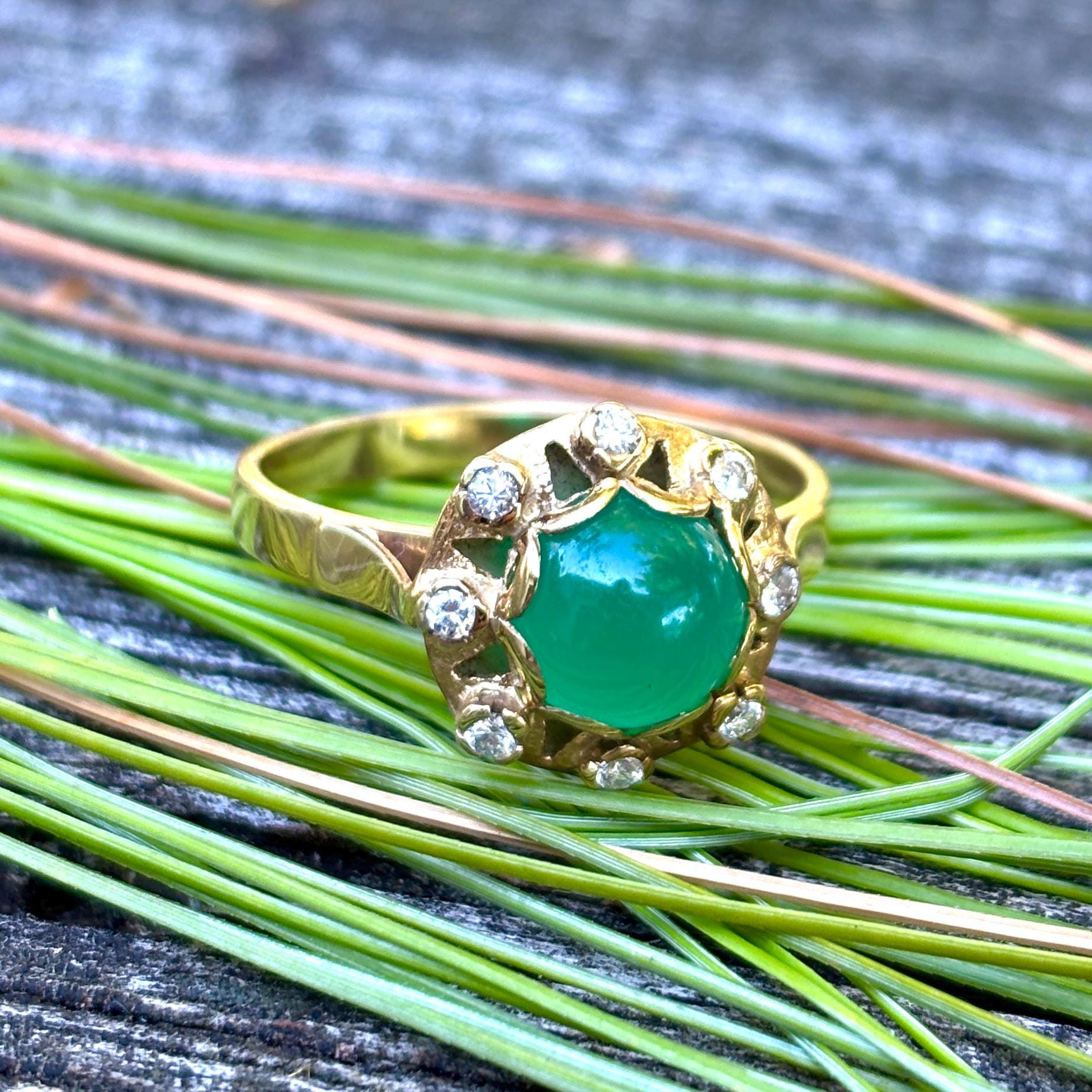 M.U.L ダイヤモンドMIXチェーンリング vintageマットグレー 16号 1960's Diamond Ring for Women Vintage - Etsy